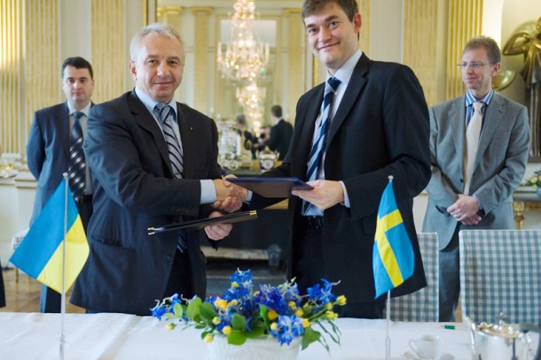 Minister Alexey Kucherenko and Managing Director Magnus Rystedt in Stockholm. Photograph: Christian Åslund