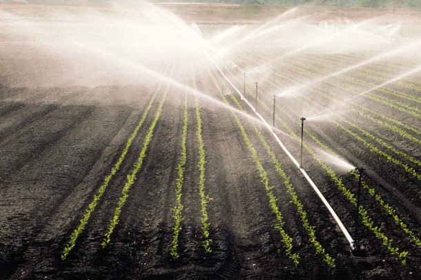 Irrigation of farmland. Droughts are expected to increase in the Southern hemisphere as a result of climate change.