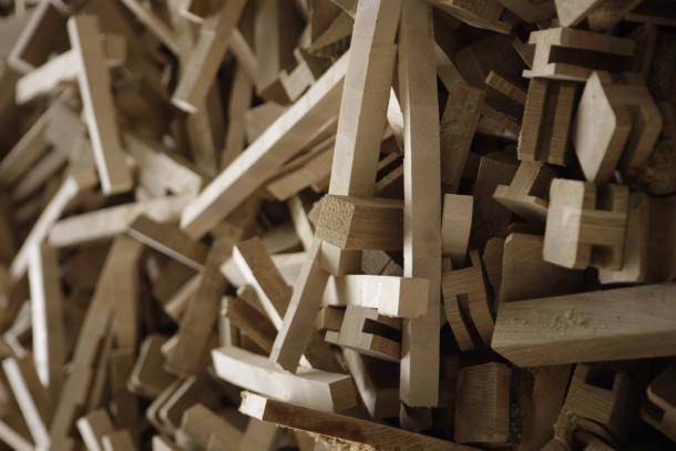 Discarded wood at a furniture factory in Ukraine. Photo: Patrik Rastenberger