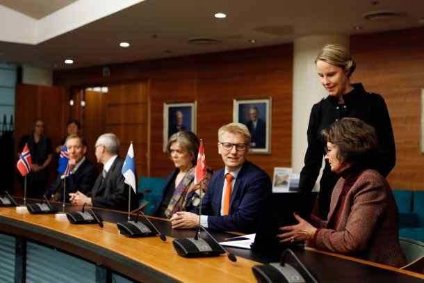 Signing the future at NEFCO's premises in Helsinki. Photo: Patrik Rastenberger