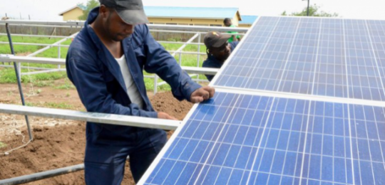 Installation work in African solar power plant