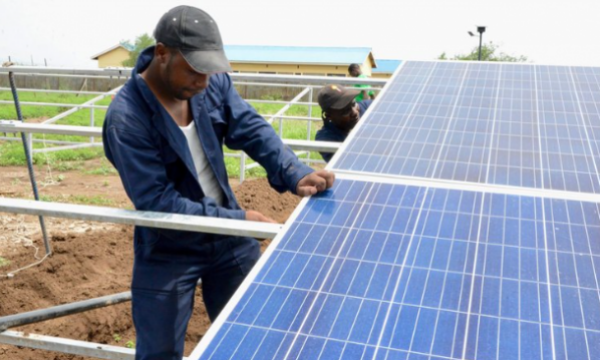 Installation work in African solar power plant