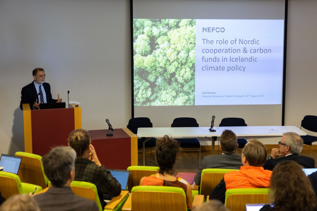 Ash Sharma, Nefco shared the role and lessons learnt from Nordic cooperation in two decades of carbon funds.