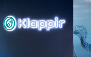 Klappir logo in the office