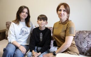 Ukrainian IDP family in Zolochiv