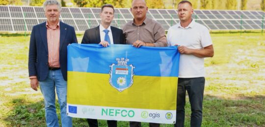 Official opening of solar power plants in Chortkiv - Nefco and city representatives